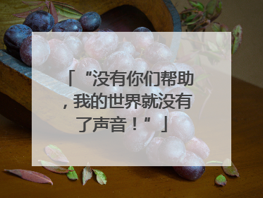 “没有你们帮助，我的世界就没有了声音！”