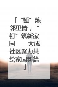 “锤”炼邻里情，“钉”筑新家园——大成社区聚力共绘家园新篇