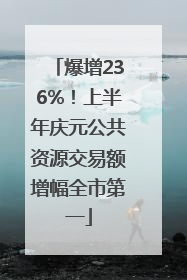 爆增236%！上半年庆元公共资源交易额增幅全市第一