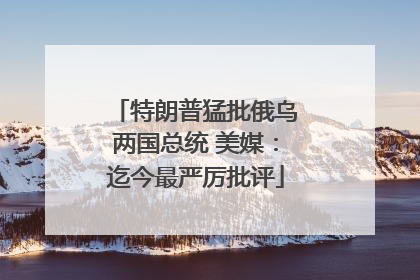 特朗普猛批俄乌两国总统 美媒：迄今最严厉批评