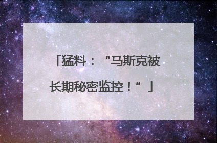 猛料：“马斯克被长期秘密监控！”