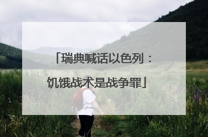 瑞典喊话以色列：饥饿战术是战争罪
