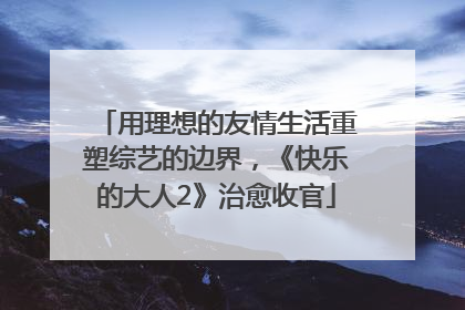 用理想的友情生活重塑综艺的边界，《快乐的大人2》治愈收官