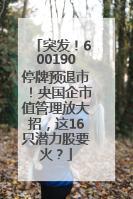 突发！600190停牌预退市！央国企市值管理放大招，这16只潜力股要火？