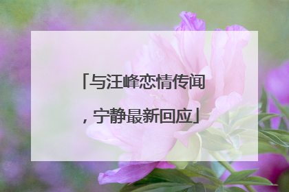 与汪峰恋情传闻，宁静最新回应