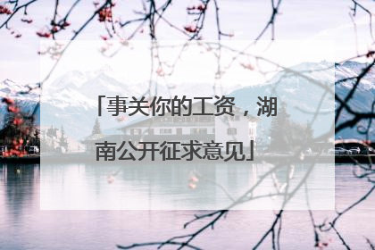 事关你的工资，湖南公开征求意见