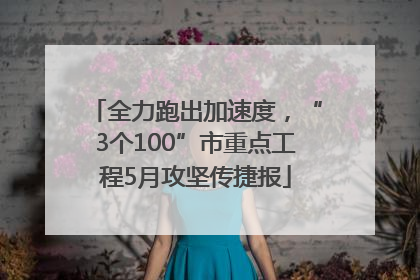 全力跑出加速度，“3个100”市重点工程5月攻坚传捷报