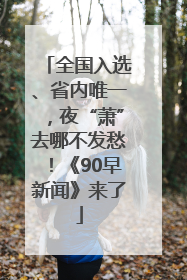 全国入选、省内唯一，夜“萧”去哪不发愁！《90早新闻》来了