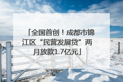 全国首创！成都市锦江区“民营发展贷”两月放款1.7亿元