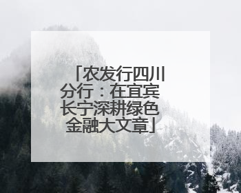 农发行四川分行：在宜宾长宁深耕绿色金融大文章