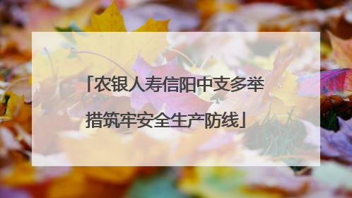 农银人寿信阳中支多举措筑牢安全生产防线