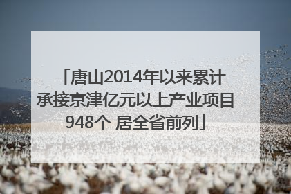 唐山2014年以来累计承接京津亿元以上产业项目948个 居全省前列