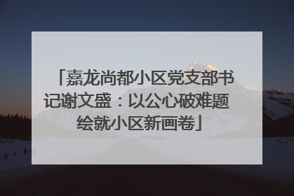 嘉龙尚都小区党支部书记谢文盛：以公心破难题 绘就小区新画卷