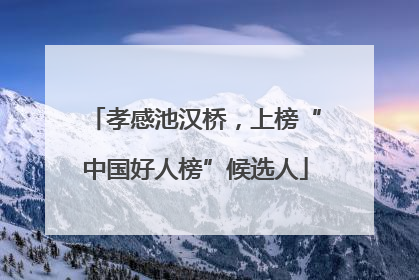 孝感池汉桥，上榜“中国好人榜”候选人