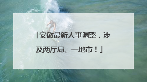 安徽最新人事调整，涉及两厅局、一地市！