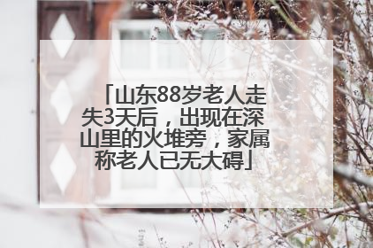 山东88岁老人走失3天后，出现在深山里的火堆旁，家属称老人已无大碍