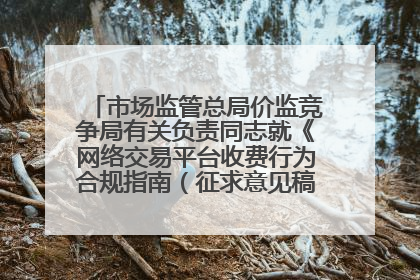 市场监管总局价监竞争局有关负责同志就《网络交易平台收费行为合规指南（征求意见稿）》答记者问