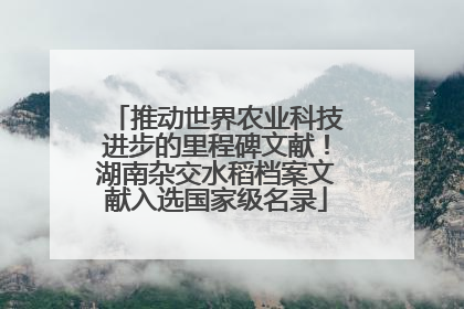 推动世界农业科技进步的里程碑文献！湖南杂交水稻档案文献入选国家级名录
