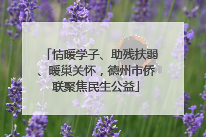 情暖学子、助残扶弱、暖巢关怀，德州市侨联聚焦民生公益