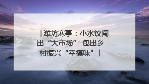 潍坊寒亭：小水饺闯出“大市场” 包出乡村振兴“幸福味”