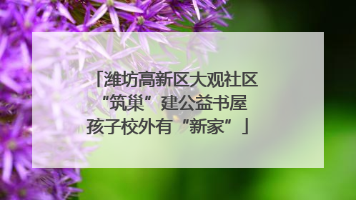潍坊高新区大观社区“筑巢”建公益书屋 孩子校外有“新家”