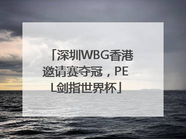 深圳WBG香港邀请赛夺冠，PEL剑指世界杯