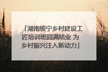 湖南绥宁乡村建设工匠培训班圆满结业 为乡村振兴注入新动力