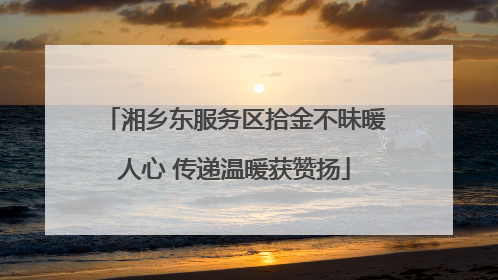 湘乡东服务区拾金不昧暖人心 传递温暖获赞扬