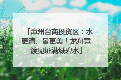 漳州台商投资区：水更清、景更美！龙舟竞渡见证满城碧水