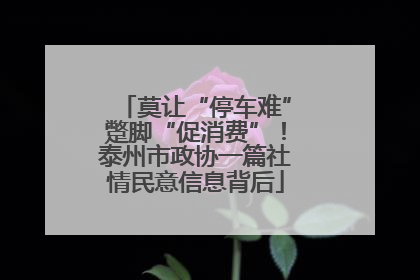 莫让“停车难”蹩脚“促消费”！泰州市政协一篇社情民意信息背后
