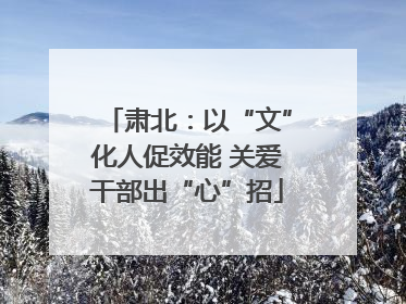 肃北：以“文”化人促效能 关爱干部出“心”招