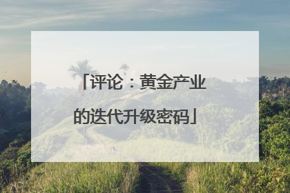 评论：黄金产业的迭代升级密码