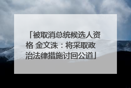 被取消总统候选人资格 金文洙：将采取政治法律措施讨回公道