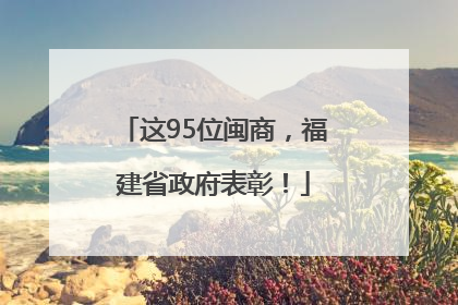 这95位闽商，福建省政府表彰！