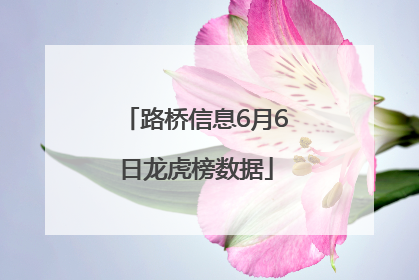 路桥信息6月6日龙虎榜数据
