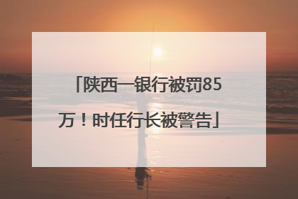 陕西一银行被罚85万！时任行长被警告