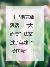 马斯克放狠话：“大而美”法案过了就建“美国党”