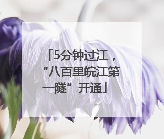 5分钟过江，“八百里皖江第一隧”开通